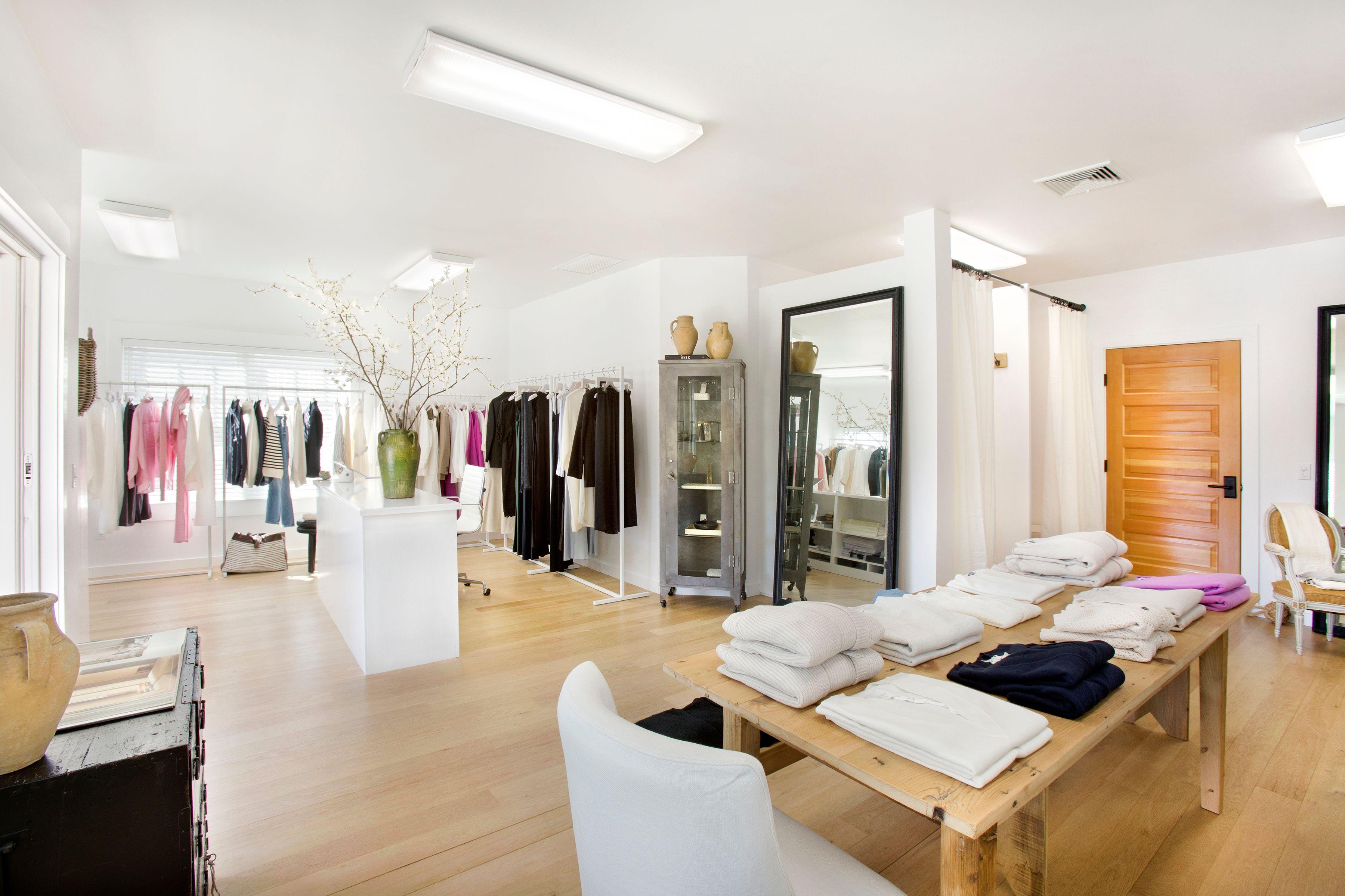 A shot of a large table and a mirror of a boutique shop purethread in Shelter Island