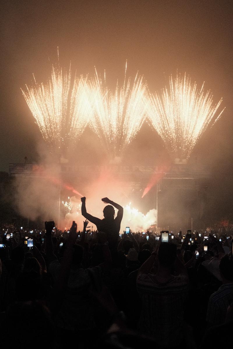 Fireworks at the Palm Tree Festival during Swedish House Mafia's performance